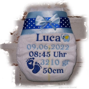 Farbenkombination Satinband hellblau mit Satinband  Punkt Nr . 10 Schleife hellblau